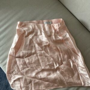 Babaton Pale Pink Satin Mini Skirt